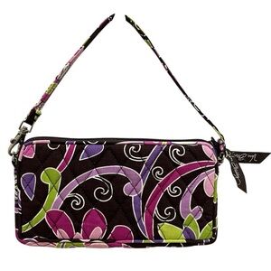 Vera Bradley Purple Punch Quilted Mini Bag Wristlet Floral Zip Close Like New